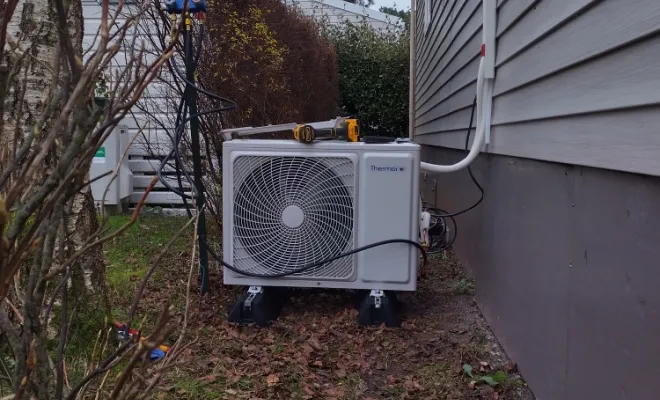 Installation et mise en service d'un mono split THERMOR dans un  mobile home à HENONVILLE, Rang-du-Fliers, C2L Pompe à Chaleur et Climatisation